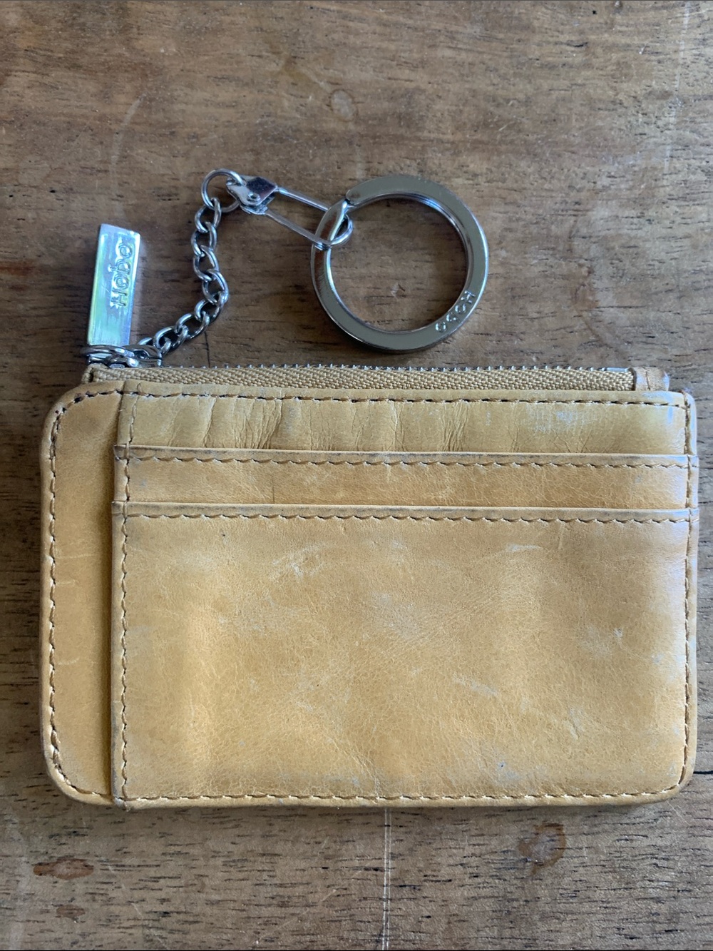 HOBO Yellow Leather Key & Card Holder with Silver Chain